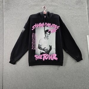 Shawn Mendes Men Hoodie L Black Graphic Fleece Band Merch Tour Zipper